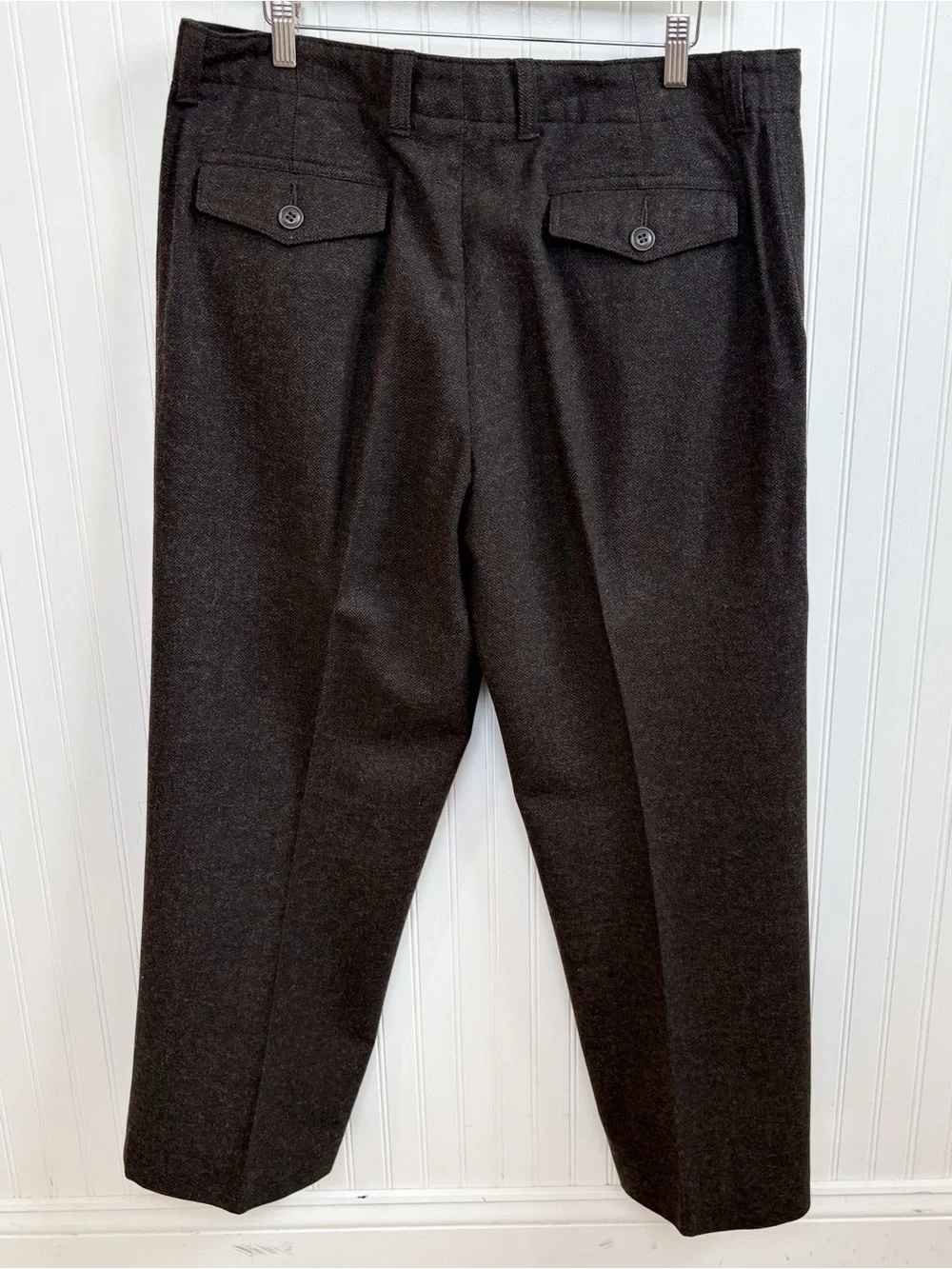 J.Crew Men’s Size 36 Wool Blend Herringbone Dress Pants Charcoal Gray Trousers